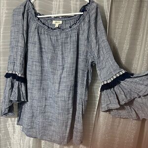 Style & Co. Denim Blue Textured Top